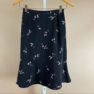 Vintage Worthington Size 10 Petite Ruffle Retro Floral Skirt Flowy Chic Feminine